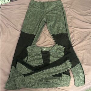 Gray and Black Women's Activewear Set